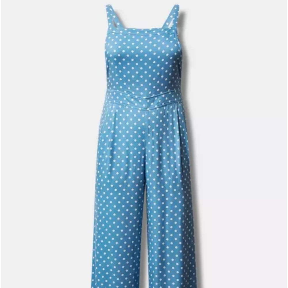 Torrid Sky Blue Polka Dot Jumpsuit